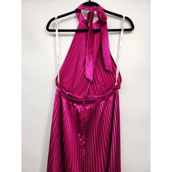 NWD L'IDEE Renaissance Halter Split Pleated Gown Maxi Dress US 10 Purple #9K503 - Picture 6 of 16